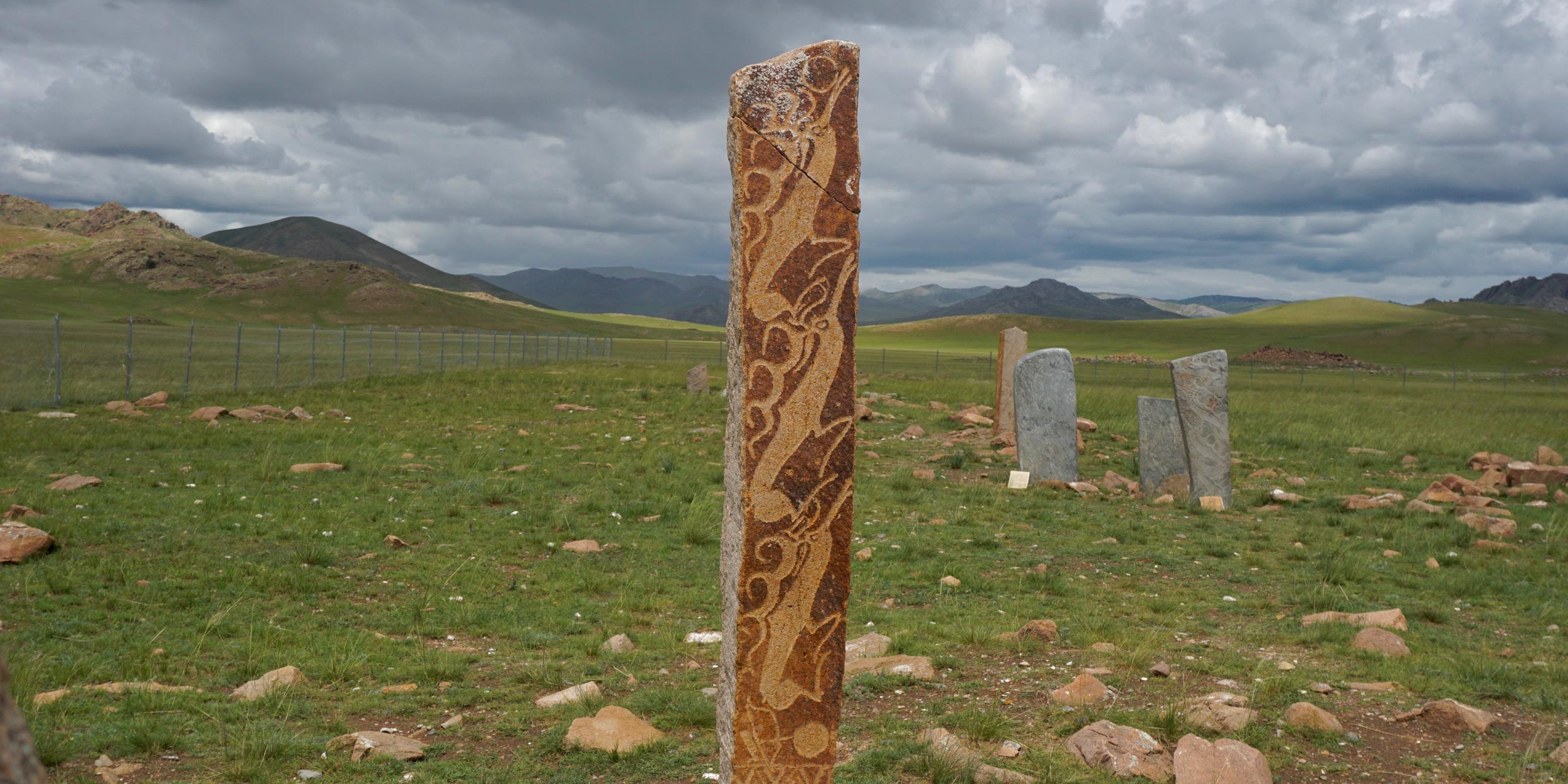 a carved stone pillar