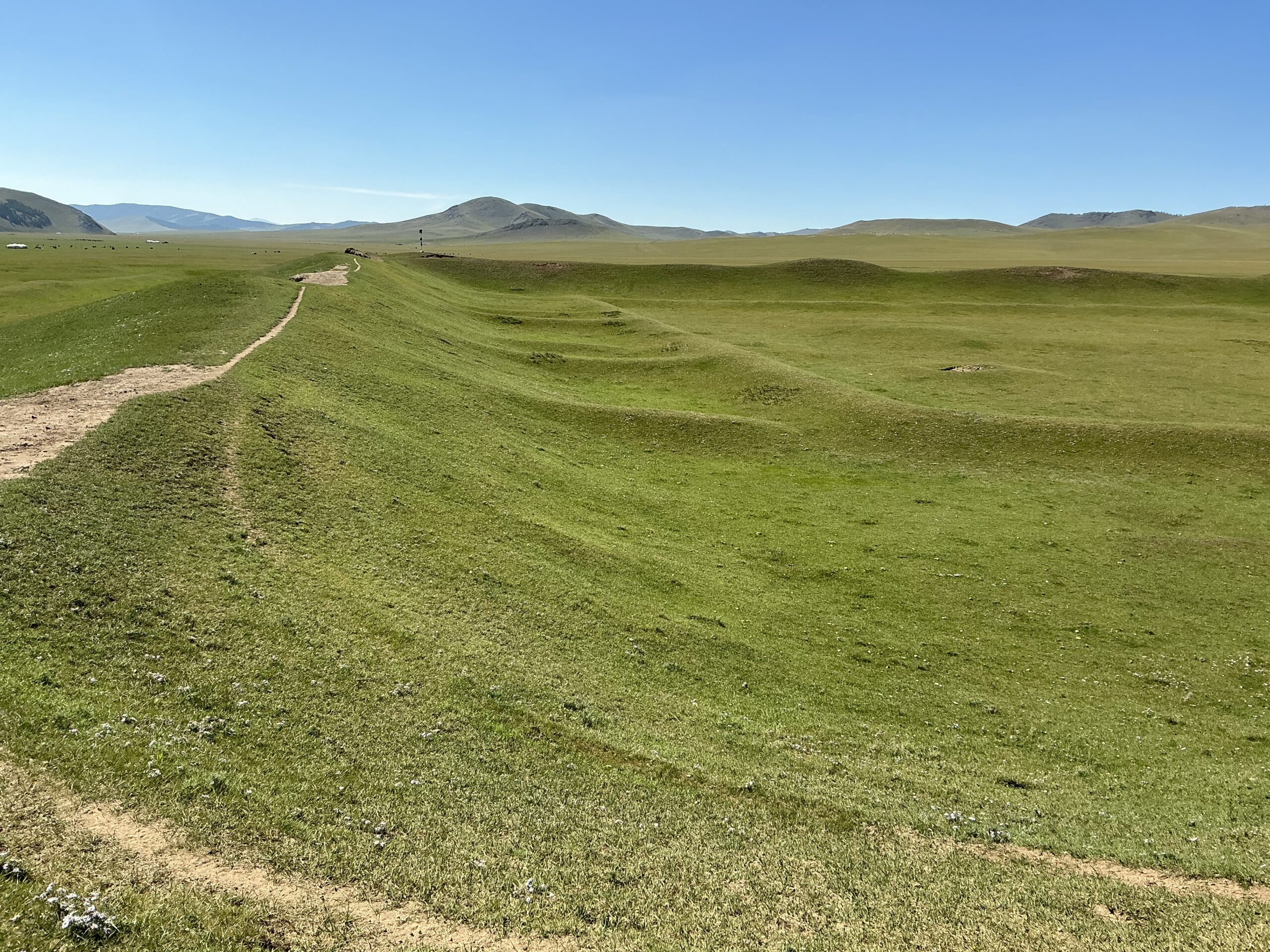 Another view of the buried walls of the ancient archaeological site.