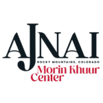 Black text that reads "Ajnai" above "Rocky Mountains, Colorado" in smaller font, and the words "Morin Khuur Center" in a slightly bigger red font at the bottom.