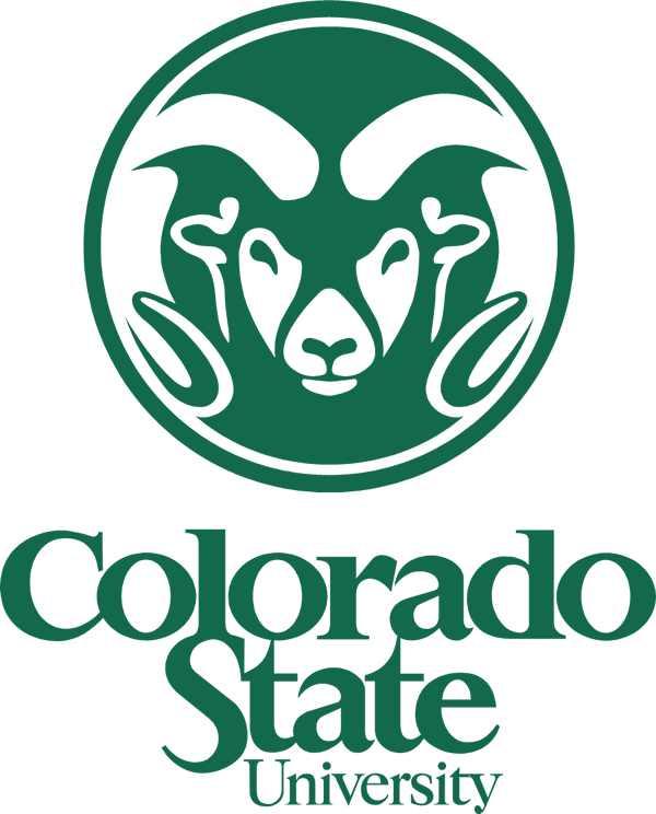The Colorado State University logo of a ram's face inside a circle above the words "Colorado State University," all in forest green.